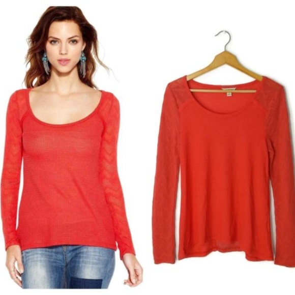 Lucky Brand Tops - Lucky Brand Burnt Orange/Red Thermal Med
